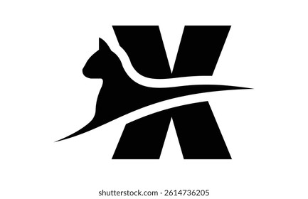 cat and added letter X logo design for your business