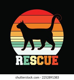 Cat Adoption Design Vintage Retro Sunset Rescue Gift