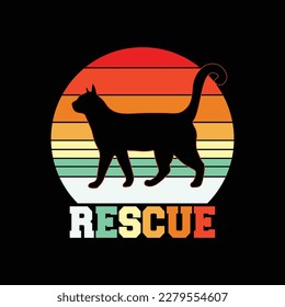 Cat Adoption Design Vintage Retro Sunset Rescue Gift