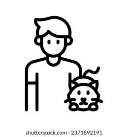 Cat adoption icon set style collection in line, solid, flat, flat line style on white background