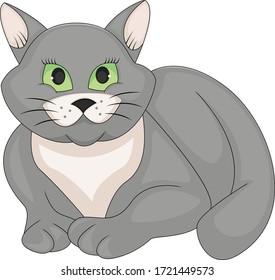 Cat adorable and funny cartoon vector illustration