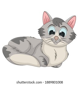 Cat adorable and funny cartoon vector illustration