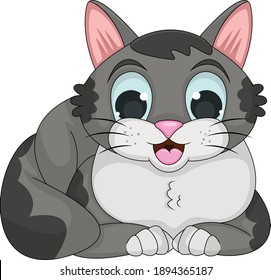 Cat adorable and funny cartoon vector illustration