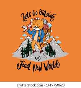 cat adventure illustration.Good for your illustration.t-shirt.wallpaper ,decoration.