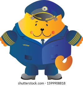 cat airplane pilot in uniform