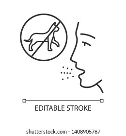 Cat allergy linear icon. Pet allergens sensitivity. Cause of respiratory disease. Thin line illustration. Contour symbol. Vector isolated outline drawing. Editable stroke