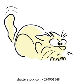 Cat in ambush. Vector illustration.