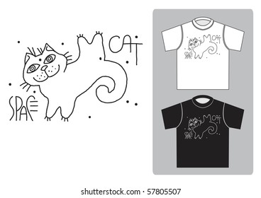 cat among the stars, the sticker on a T-shirt