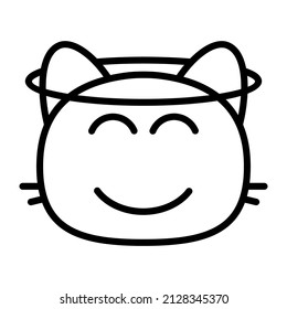 cat angel Line Black Icon Design