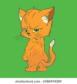cat with angry face cute little cat illustration