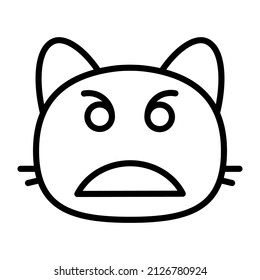cat angry face Line Black Icon Design