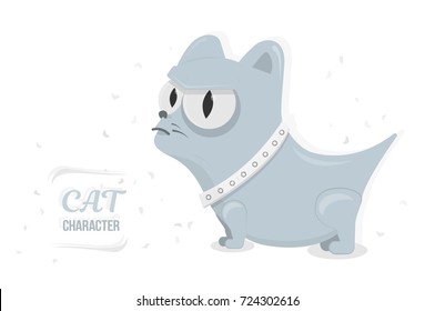Cat angry stare big eyes. Cartoon character for animation or print. Trendy style for graphic design, Web site, social media, user interface, mobile app.