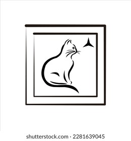 Cat animal, art design vector logo design