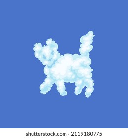 Cat animal clouds silhouette, flat cartoon vector illustration isolated on white background. Fantasy clouds sweet dreams and child imagination concept.