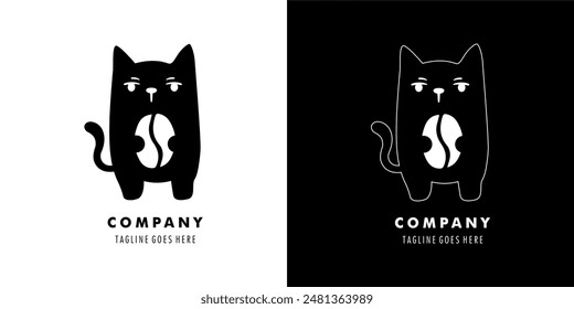 Cat animal coffee branding logo
