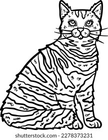 Cat Animal Coloring Page for Adult