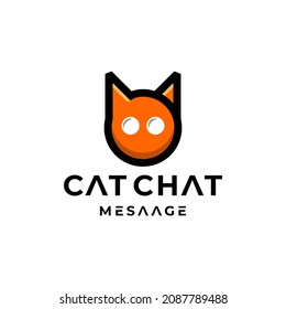 Cat Animal combination with chat icon in background white ,vector logo design editable