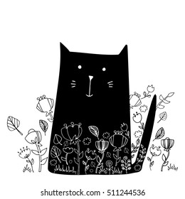 cat animal contour drawing creative kitten pet
