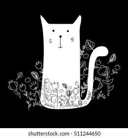 cat animal contour drawing creative kitten pet