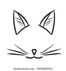 Cat animal ears cute black lines animal head animal body parts