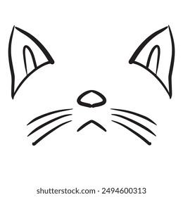 Cat animal ears cute black lines animal head animal body parts