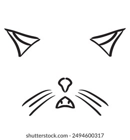 Cat animal ears cute black lines animal head animal body parts