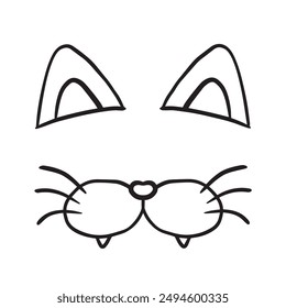 Cat animal ears cute black lines animal head animal body parts