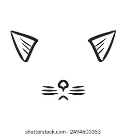 Cat animal ears cute black lines animal head animal body parts