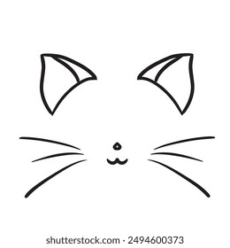 Cat animal ears cute black lines animal head animal body parts