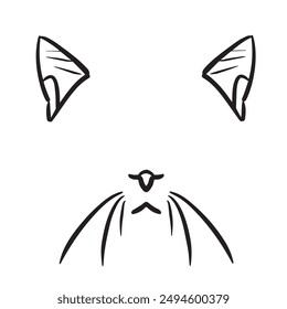 Cat animal ears cute black lines animal head animal body parts