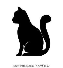 Black Silhouette Cat Vector Illustration Stock Vector (Royalty Free ...