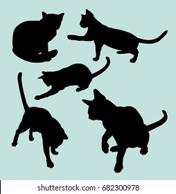 Cat animal gesture silhouette. Good use for symbol, web icon, mascot, sign, sticker design, or any design you want.