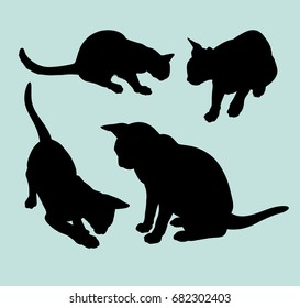 Cat animal gesture silhouette. Good use for symbol, web icon, mascot, sign, sticker design, or any design you want.