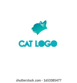 cat animal logo in blue and white shades