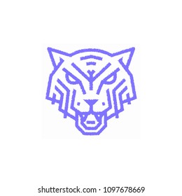 the cat animal logo on a white background blue lines
