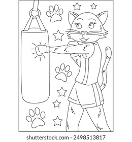 cat animal martial arts coloring book page for kids or grown adults creative coloring mindful relaxation activity