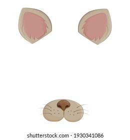 Cat animal mask filter template. Ears and nose