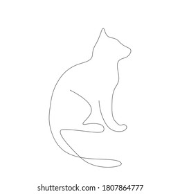 Cat animal on white background line drawing. Vector illustration