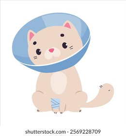 Cat Animal Patient with Bandaged Paw in Hospital Vector Illustration