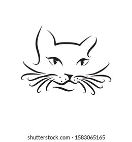 Cat Animal Pet Logo Minimalism Stock Template Vector on White Background