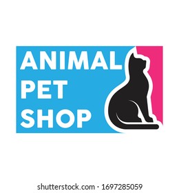 cat animal pets shop logo vector illustration