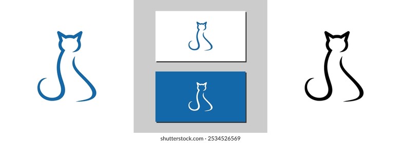 cat animal sign icon white and black logo