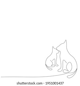 Cat animal silhouette line draw vector illustration