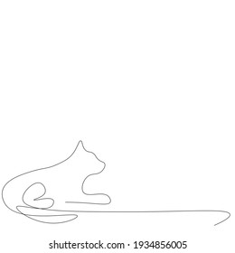 Cat animal silhouette line drawing, vector illustration	