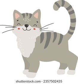 Cat animal vector, Abstract baby cat vector, pet animal, cute animal isolated, adorable cat for print, vector illustration