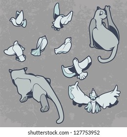 cat animals drawing vector illustration