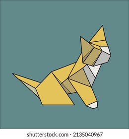 Cat animals origami flat design. illustration set. Cartoon of folding paper collection. Vector illustration.