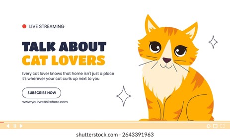 Cat Appreciation Day Social Media Graphic with Hand-Drawn Flat Illustration for Pet Video Thumbnail