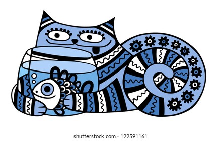 cat with aquarium