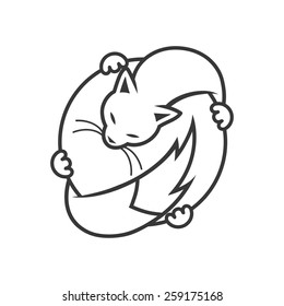 Cat around ball/globe/earth template - vector illustration